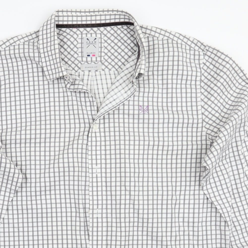 Crew Clothing Mens White Check   Button-Up Size XL