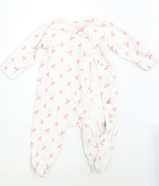 NEXT Girls White Floral  Babygrow One-Piece Size 0-3 Months