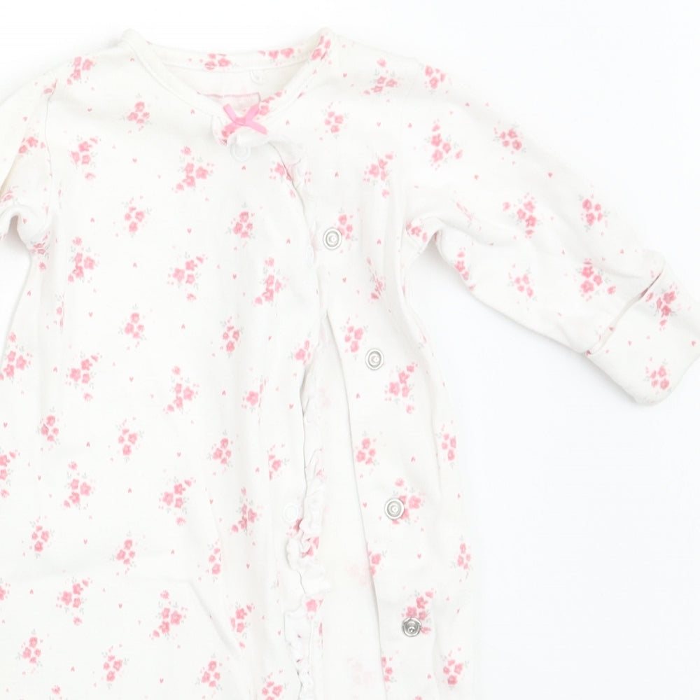 NEXT Girls White Floral  Babygrow One-Piece Size 0-3 Months