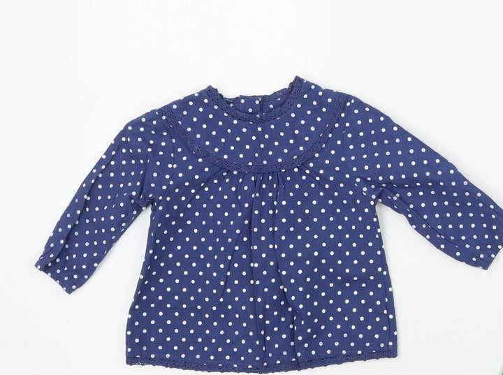 Ladybird Girls Blue Polka Dot  Basic Blouse Size 3-6 Months