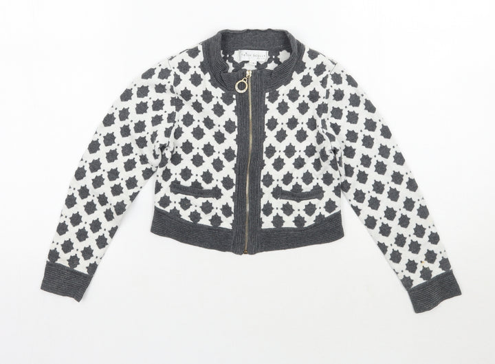 Trish Scully Child Girls White Geometric  Jacket Coatigan Size 4 Years