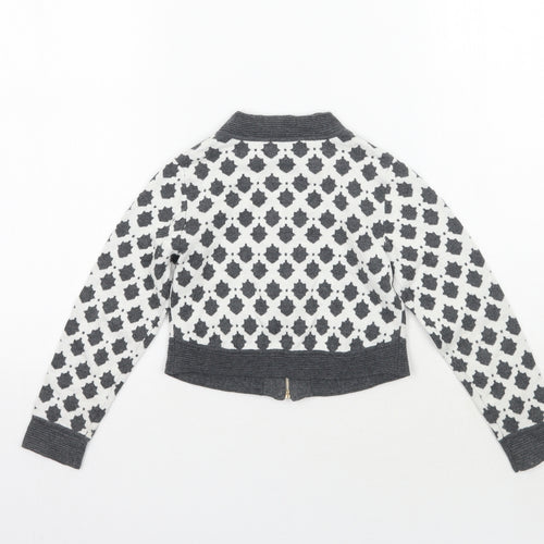 Trish Scully Child Girls White Geometric  Jacket Coatigan Size 4 Years