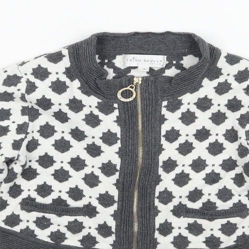 Trish Scully Child Girls White Geometric  Jacket Coatigan Size 4 Years