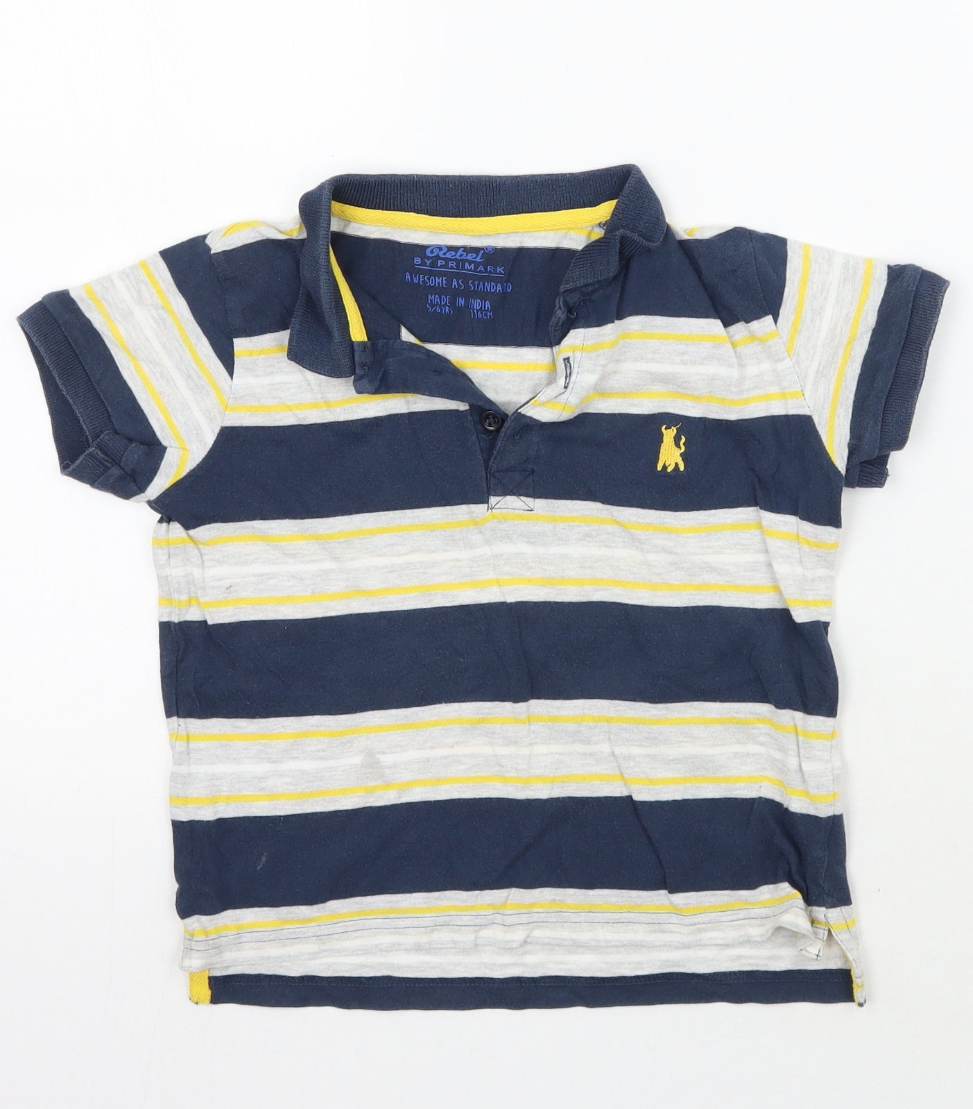 Primark Boys Blue Striped  Basic Polo Size 5-6 Years