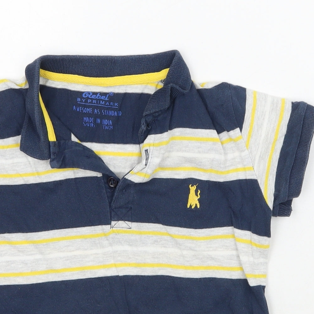 Primark Boys Blue Striped  Basic Polo Size 5-6 Years