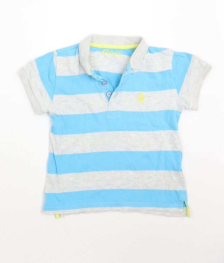 Primark Boys Blue Striped  Pullover Polo Size 4-5 Years