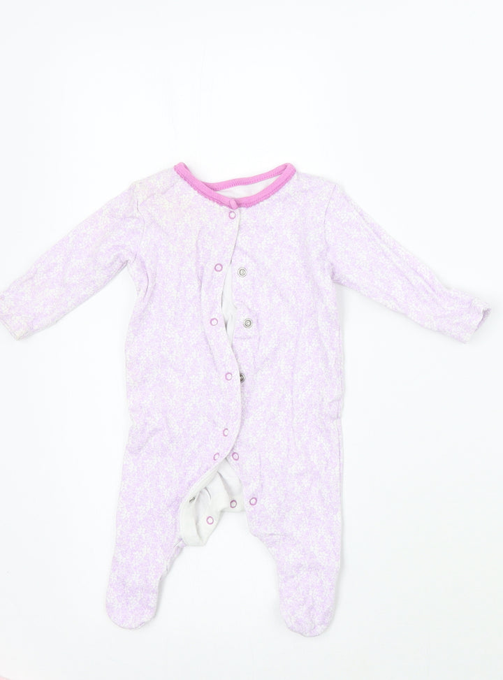 TU Girls Purple Floral Babygrow One-Piece Size 0-3 Months