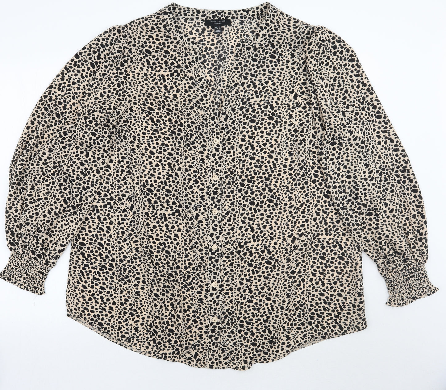 Newlook Womens Beige Animal Print  Basic Button-Up Size 20