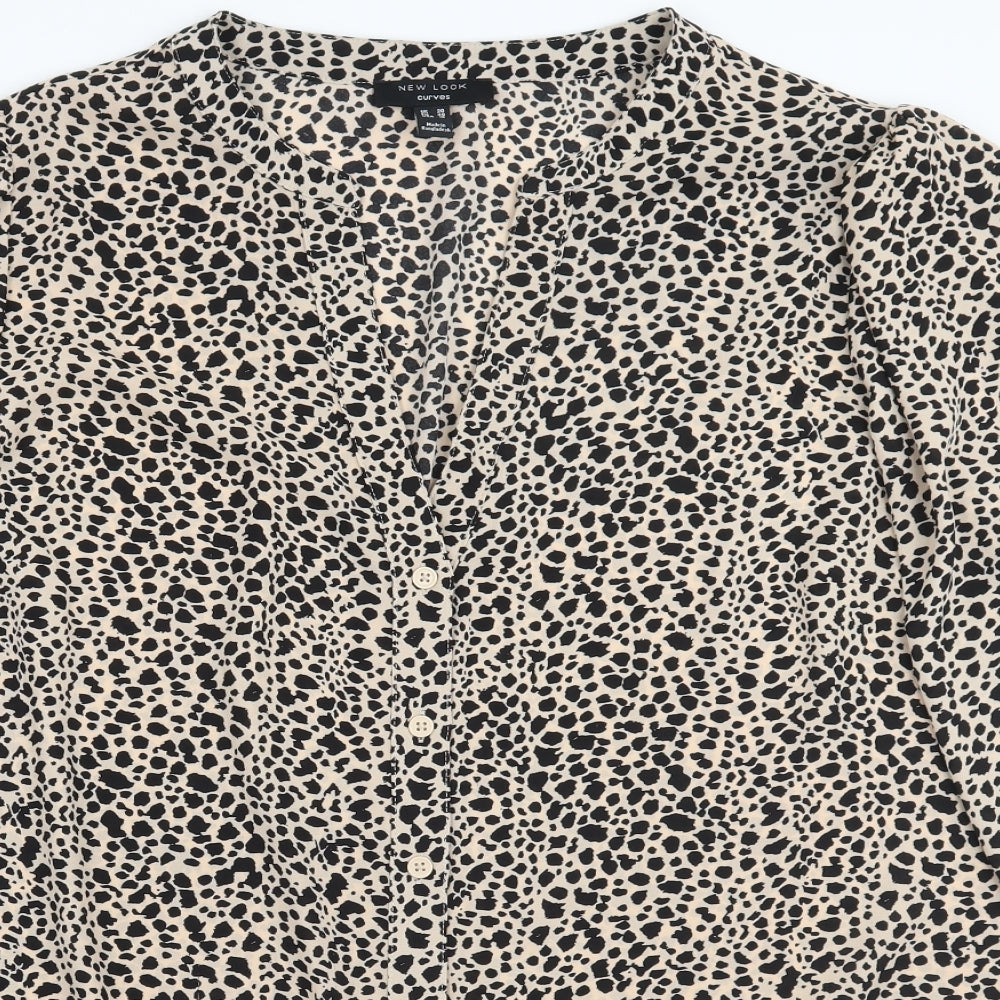 Newlook Womens Beige Animal Print  Basic Button-Up Size 20