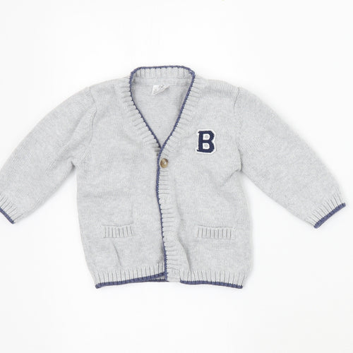 F&F Boys Grey   Cardigan Jumper Size 3-6 Months