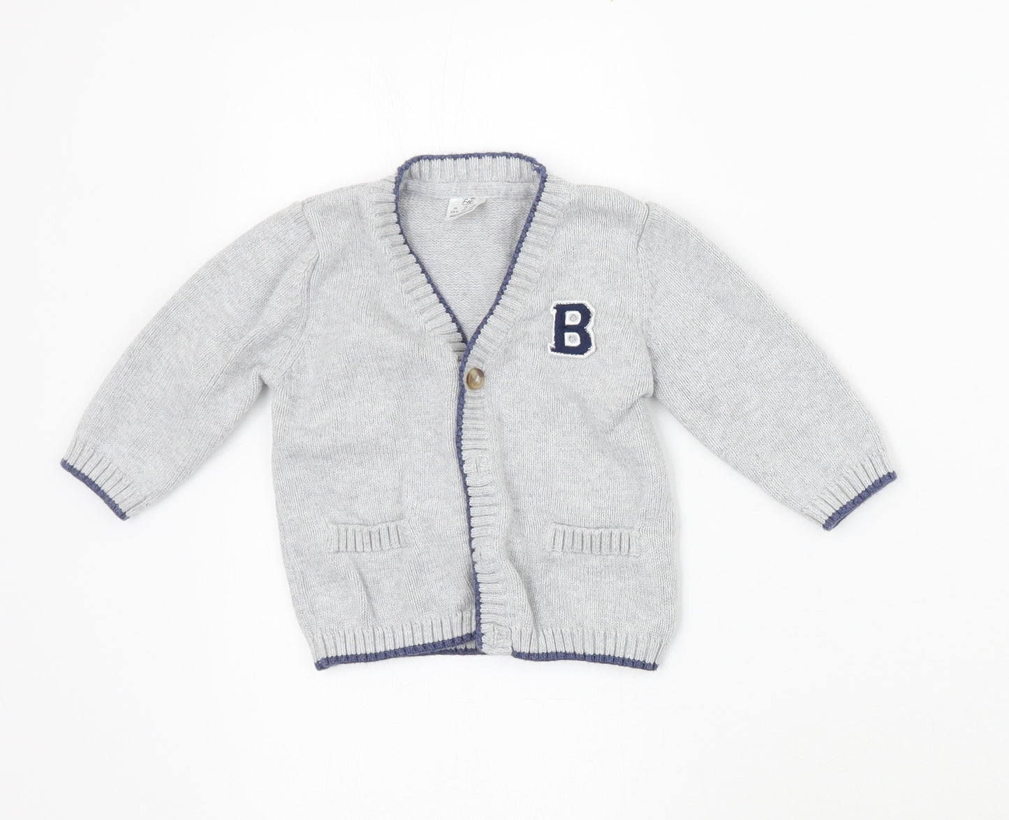 F&F Boys Grey   Cardigan Jumper Size 3-6 Months