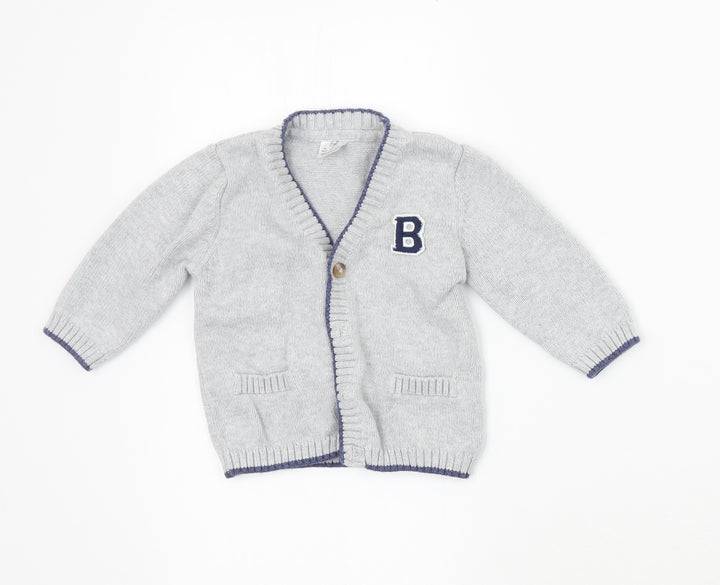F&F Boys Grey   Cardigan Jumper Size 3-6 Months