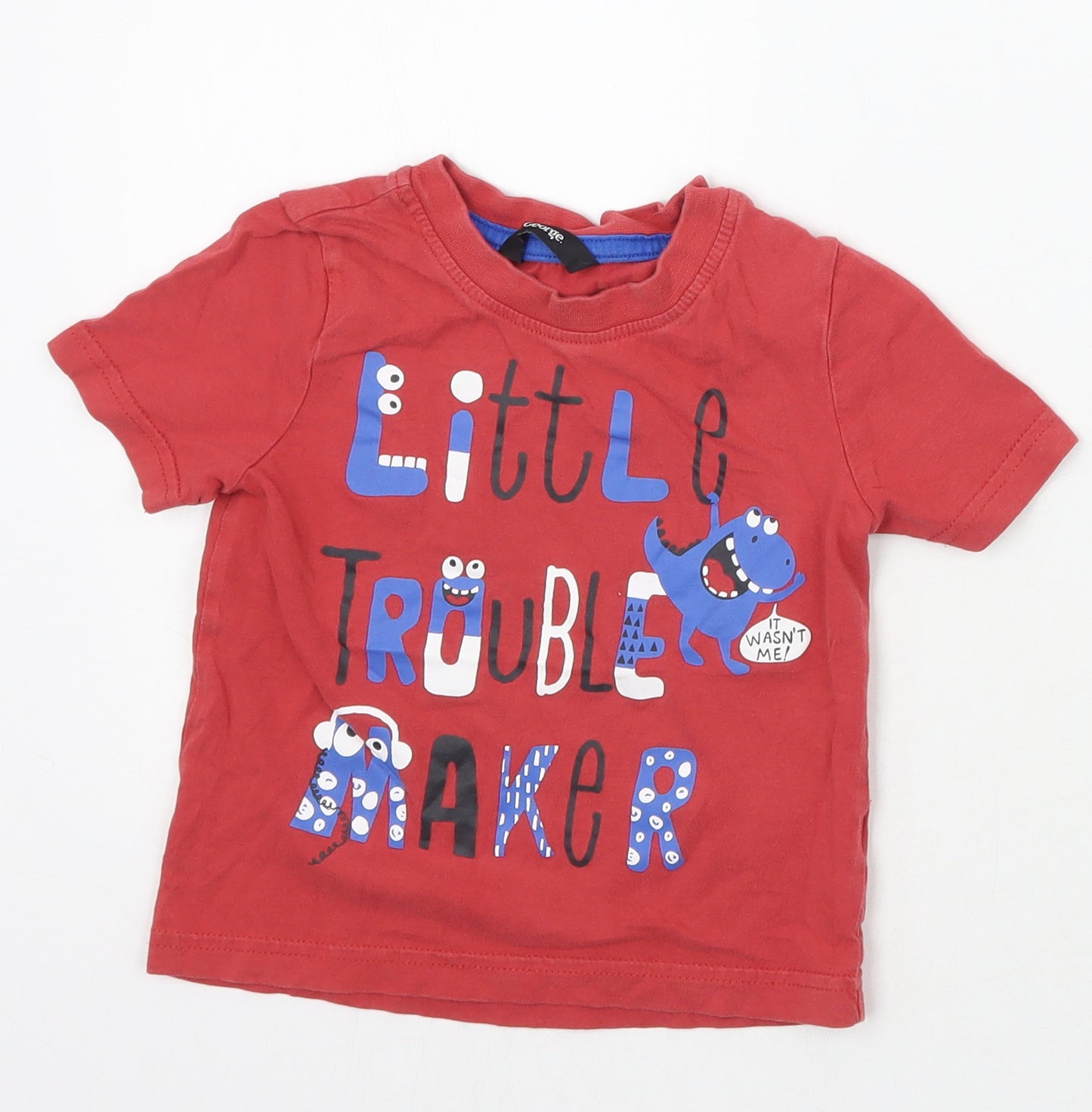 George Boys Red   Basic T-Shirt Size 2 Years