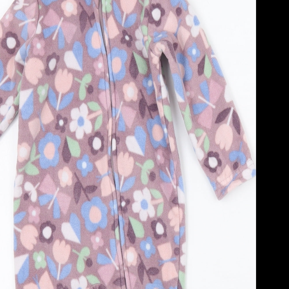 Nutmeg Girls Purple Floral  Babygrow One-Piece Size 9-12 Months