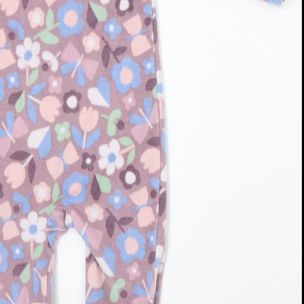 Nutmeg Girls Purple Floral  Babygrow One-Piece Size 9-12 Months