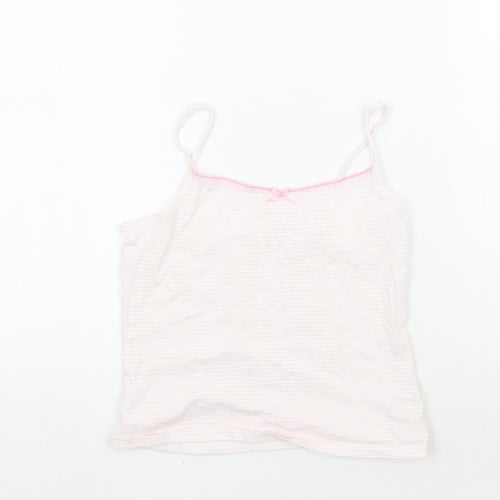 George Girls White Striped  Basic T-Shirt Size 10-11 Years