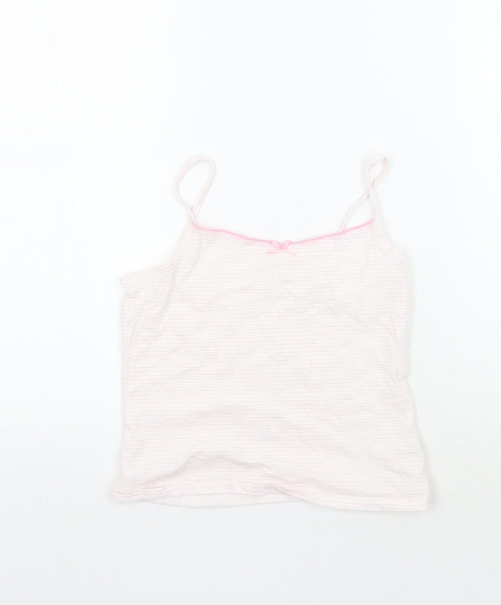 George Girls White Striped Basic T-Shirt Size 10-11 Years