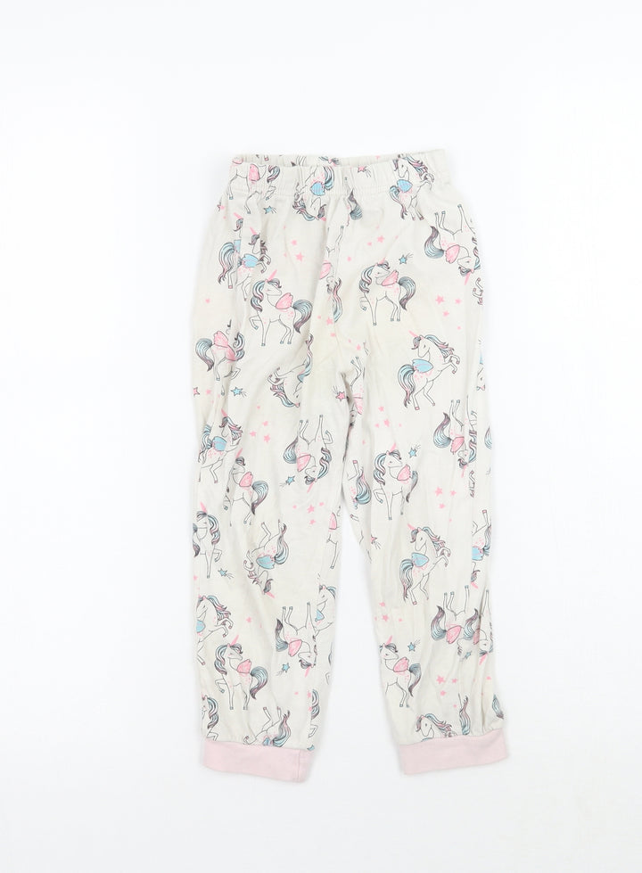 Matalan Girls White Geometric Pyjama Pants Size 3-4 Years