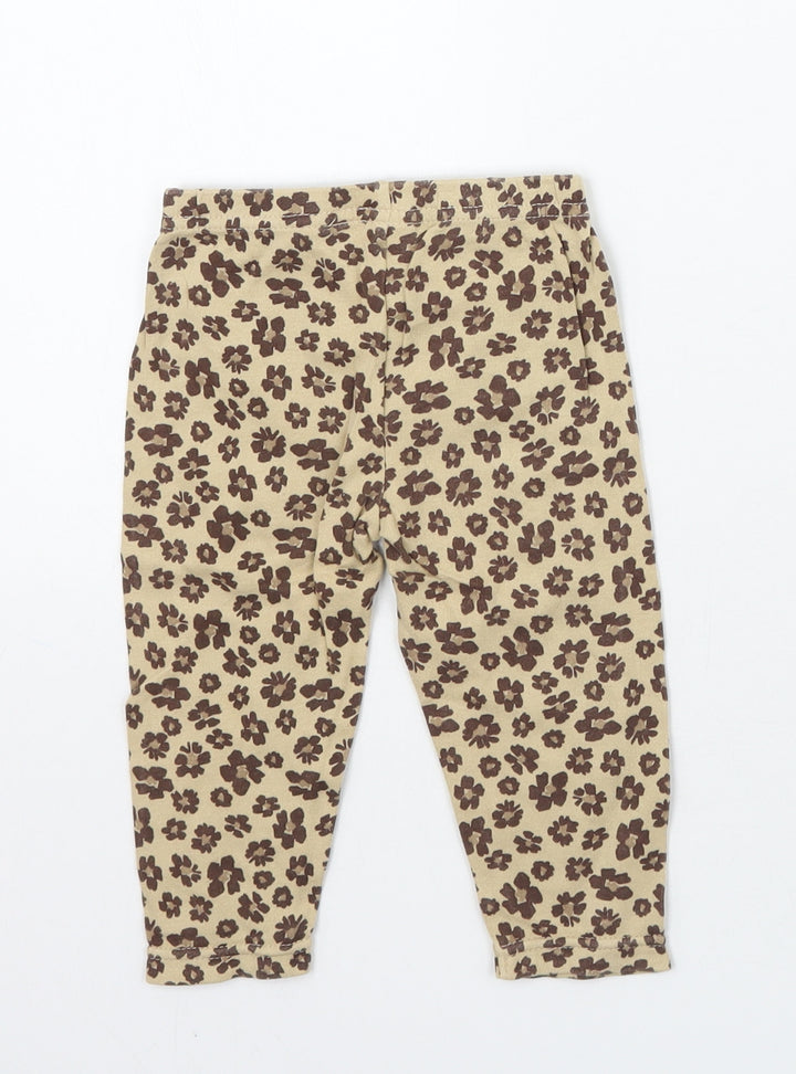 Carters Girls Brown Animal Print Capri Leggings Size 6-9 Months