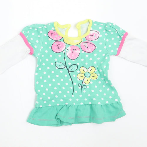 George Girls Green Floral  Basic T-Shirt Size Newborn