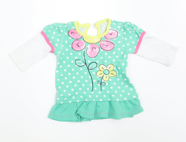 George Girls Green Floral Basic T-Shirt Size Newborn