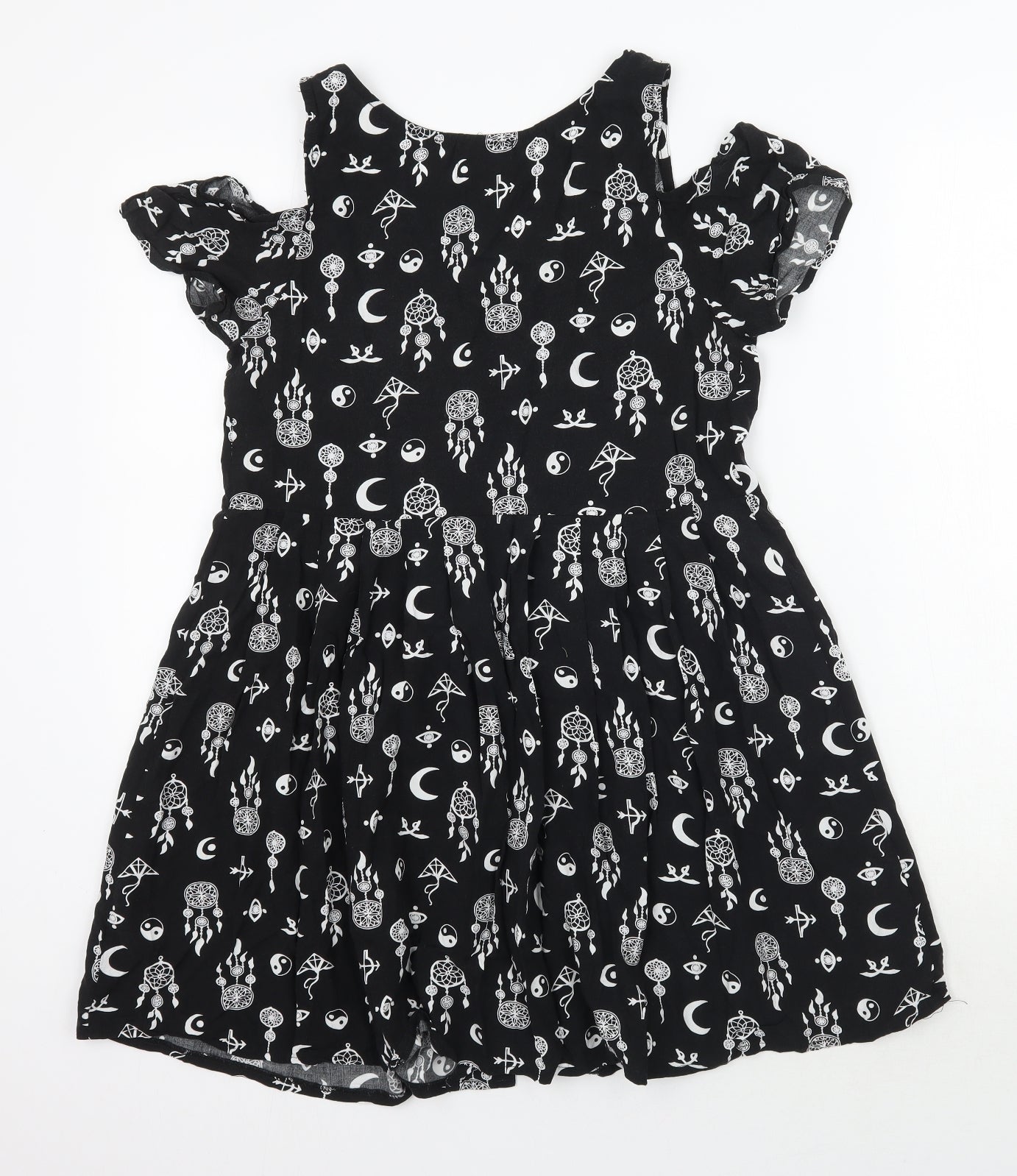Kiss the Sky Womens Black Geometric  A-Line  Size S