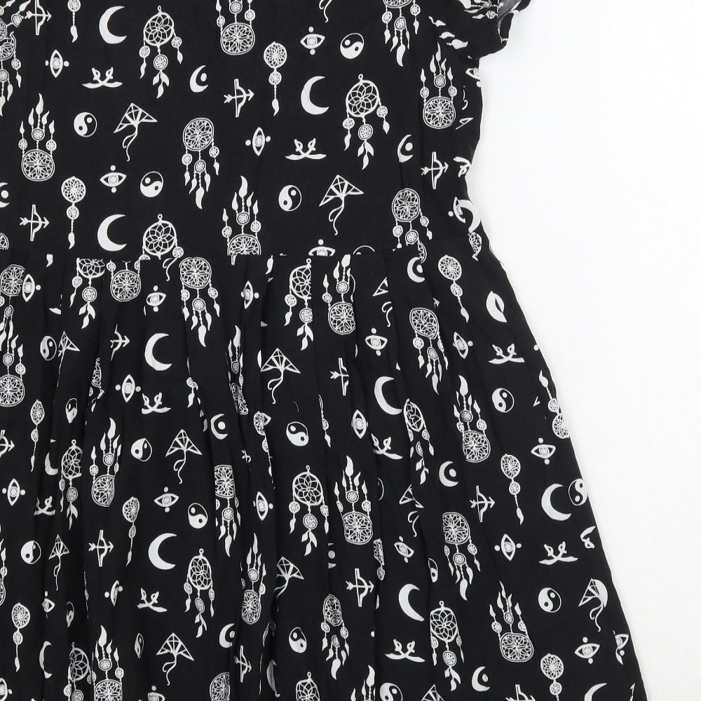 Kiss the Sky Womens Black Geometric  A-Line  Size S
