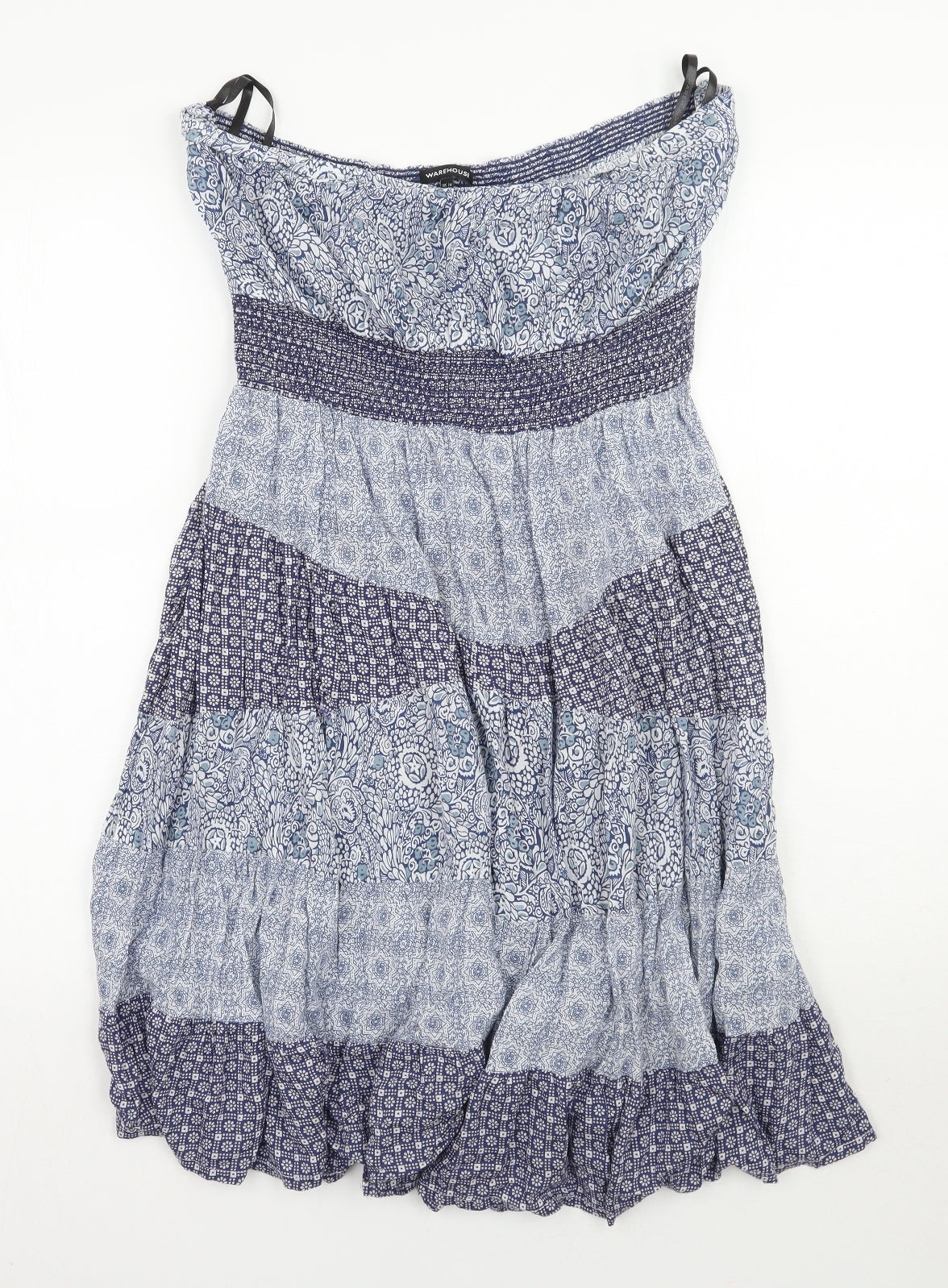 Warehouse Womens Blue Floral  A-Line  Size 14