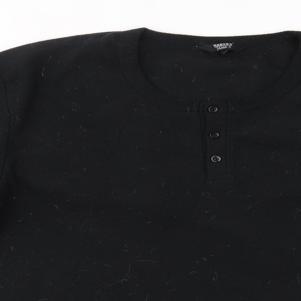 Harvey James Mens Black Solid   Pyjama Top Size L