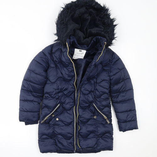 F&F Girls Blue   Parka Coat Size 8-9 Years