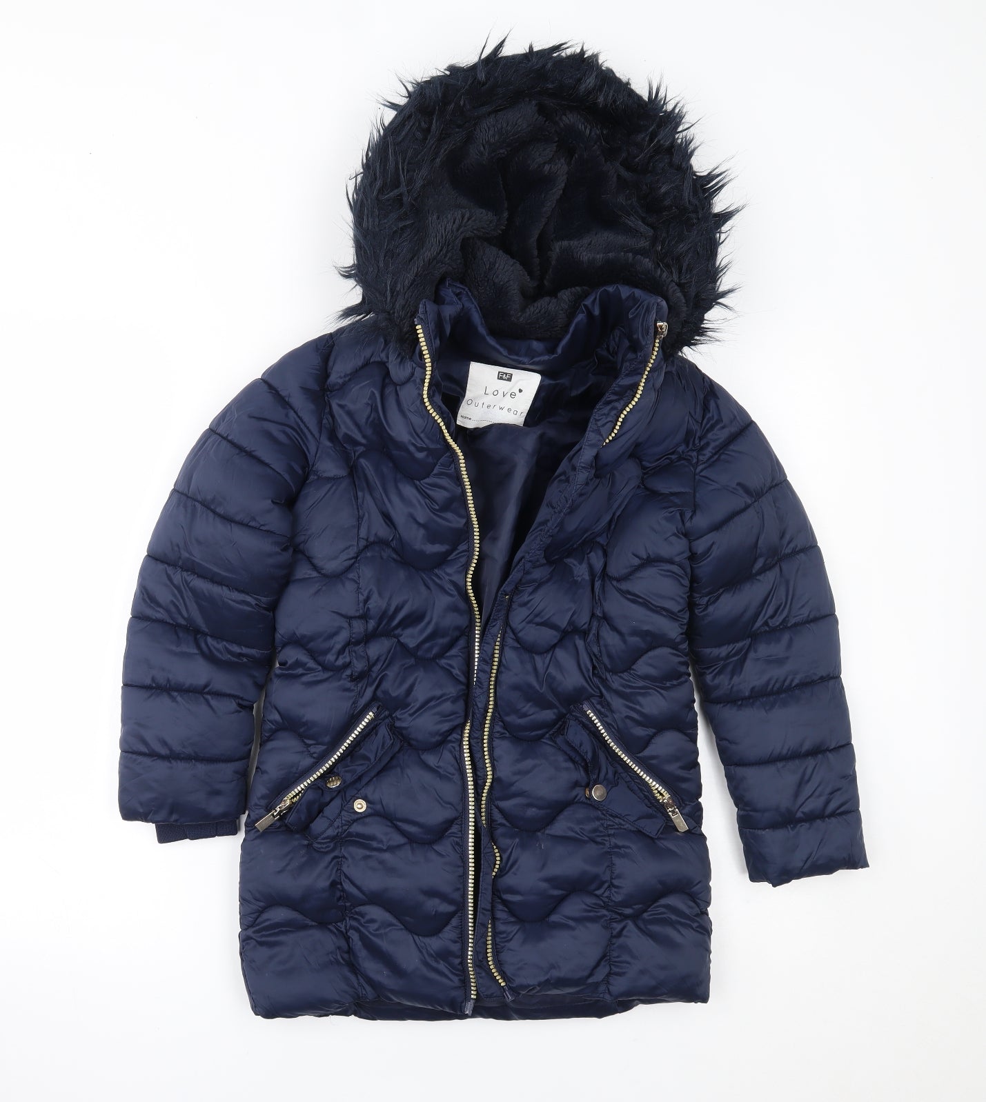 F&F Girls Blue   Parka Coat Size 8-9 Years