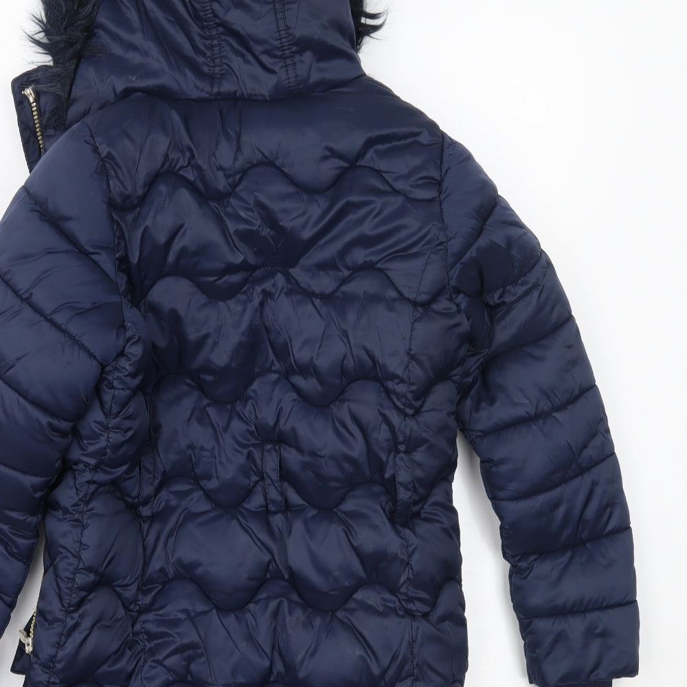 F&F Girls Blue   Parka Coat Size 8-9 Years