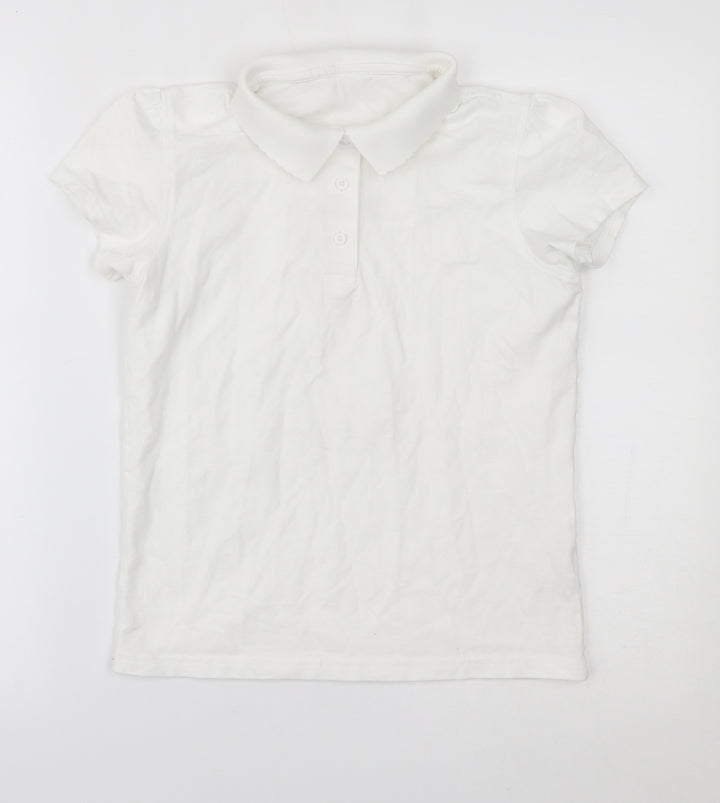 Georgre Girls White Basic Polo Size 13-14 Years