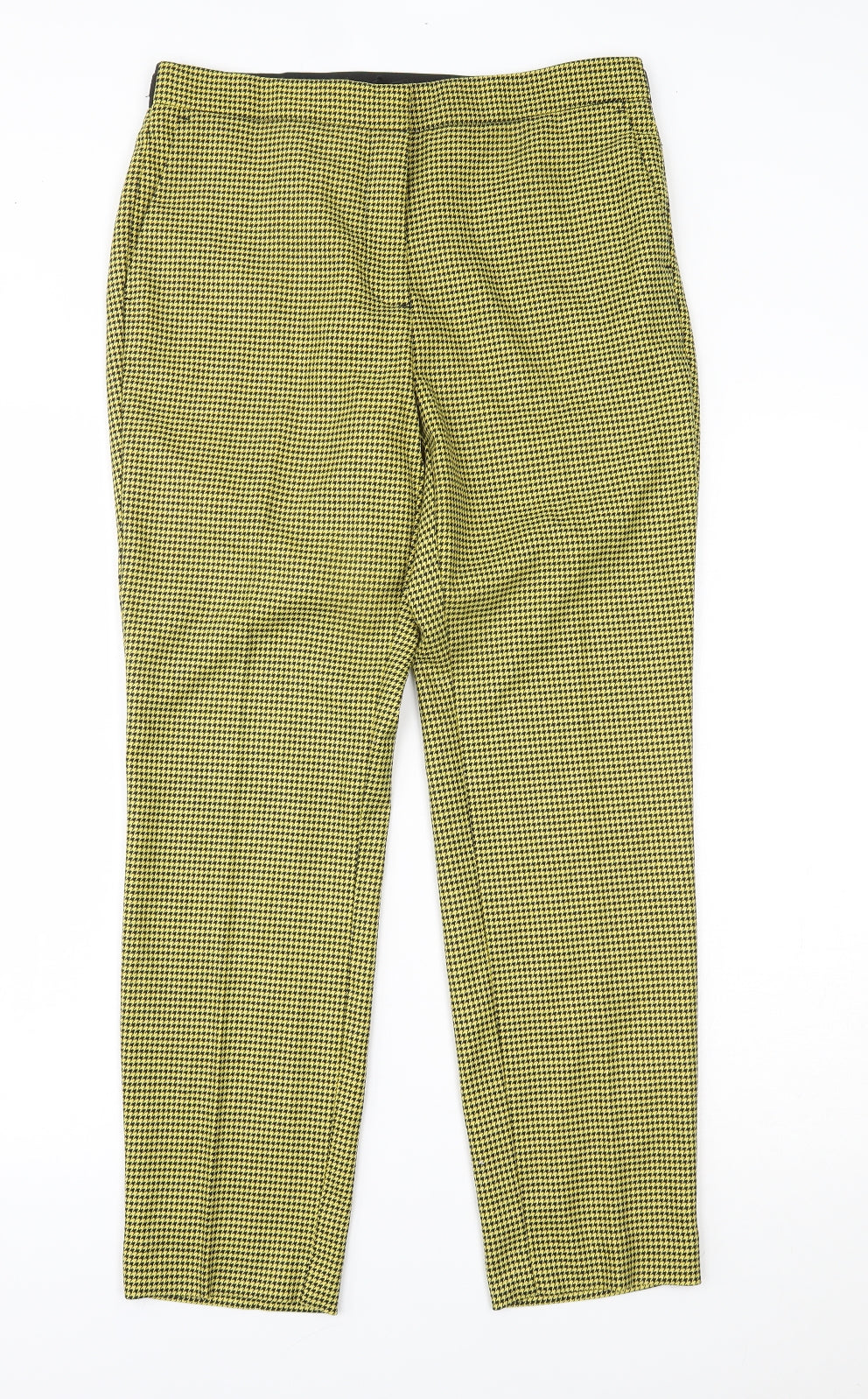 Zara Womens Yellow Houndstooth  Trousers  Size L L27 in