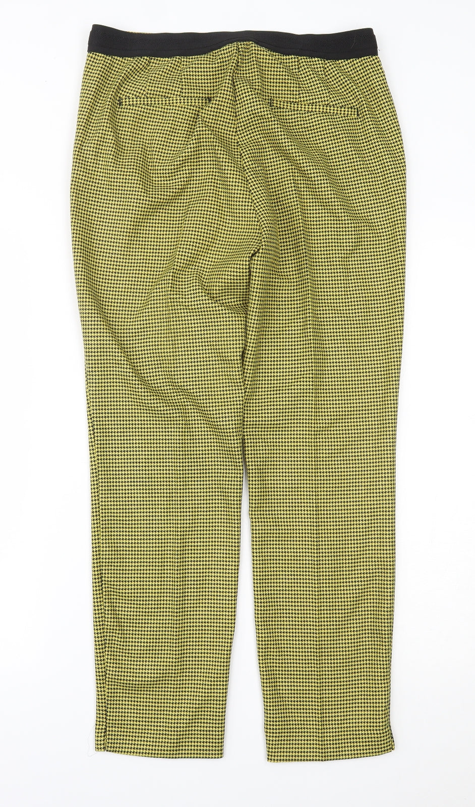 Zara Womens Yellow Houndstooth  Trousers  Size L L27 in