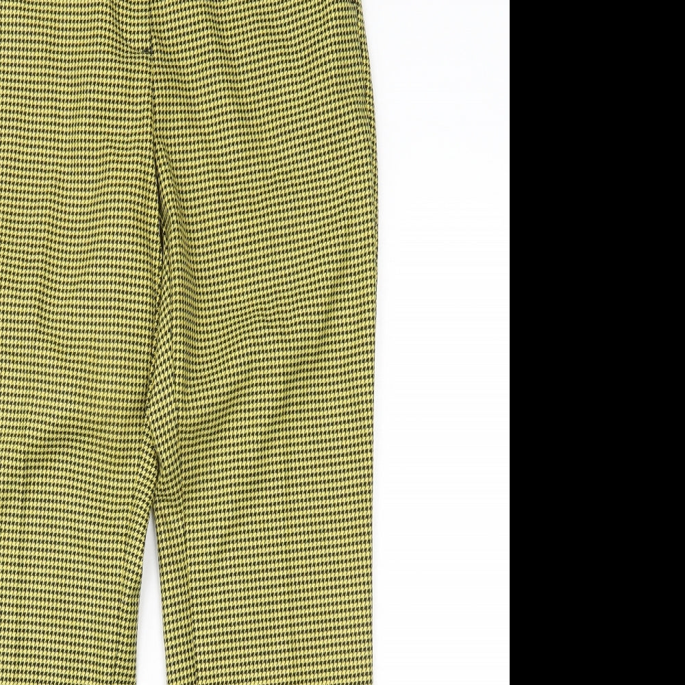 Zara Womens Yellow Houndstooth  Trousers  Size L L27 in