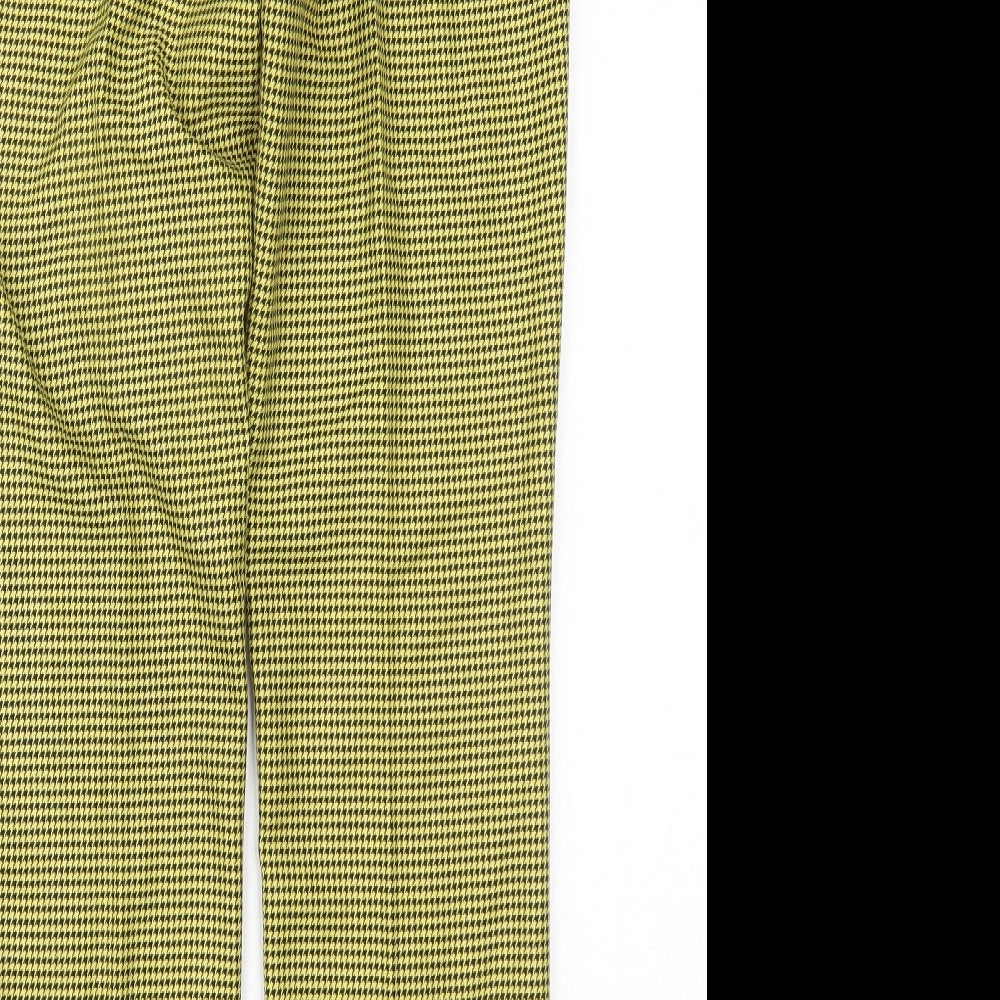 Zara Womens Yellow Houndstooth  Trousers  Size L L27 in