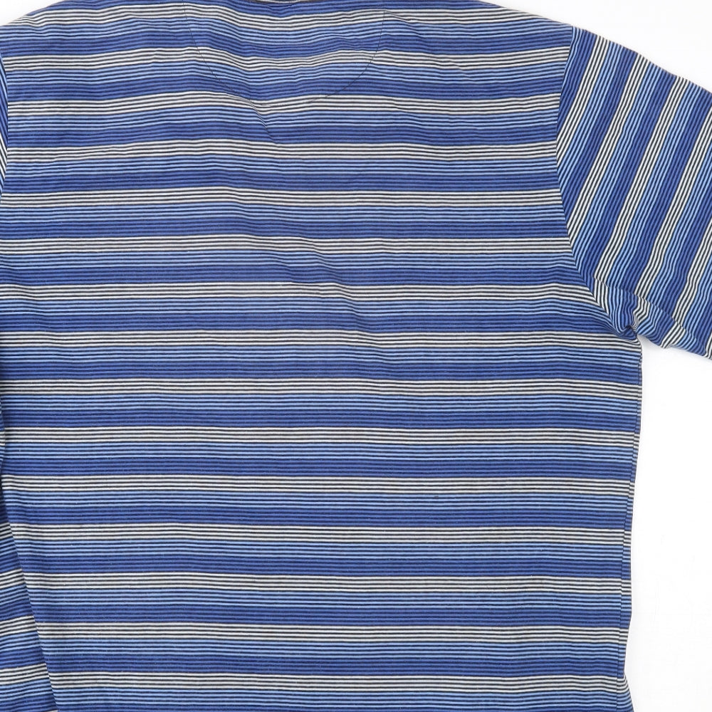Thomas Nash Mens Blue Striped   Polo Size L
