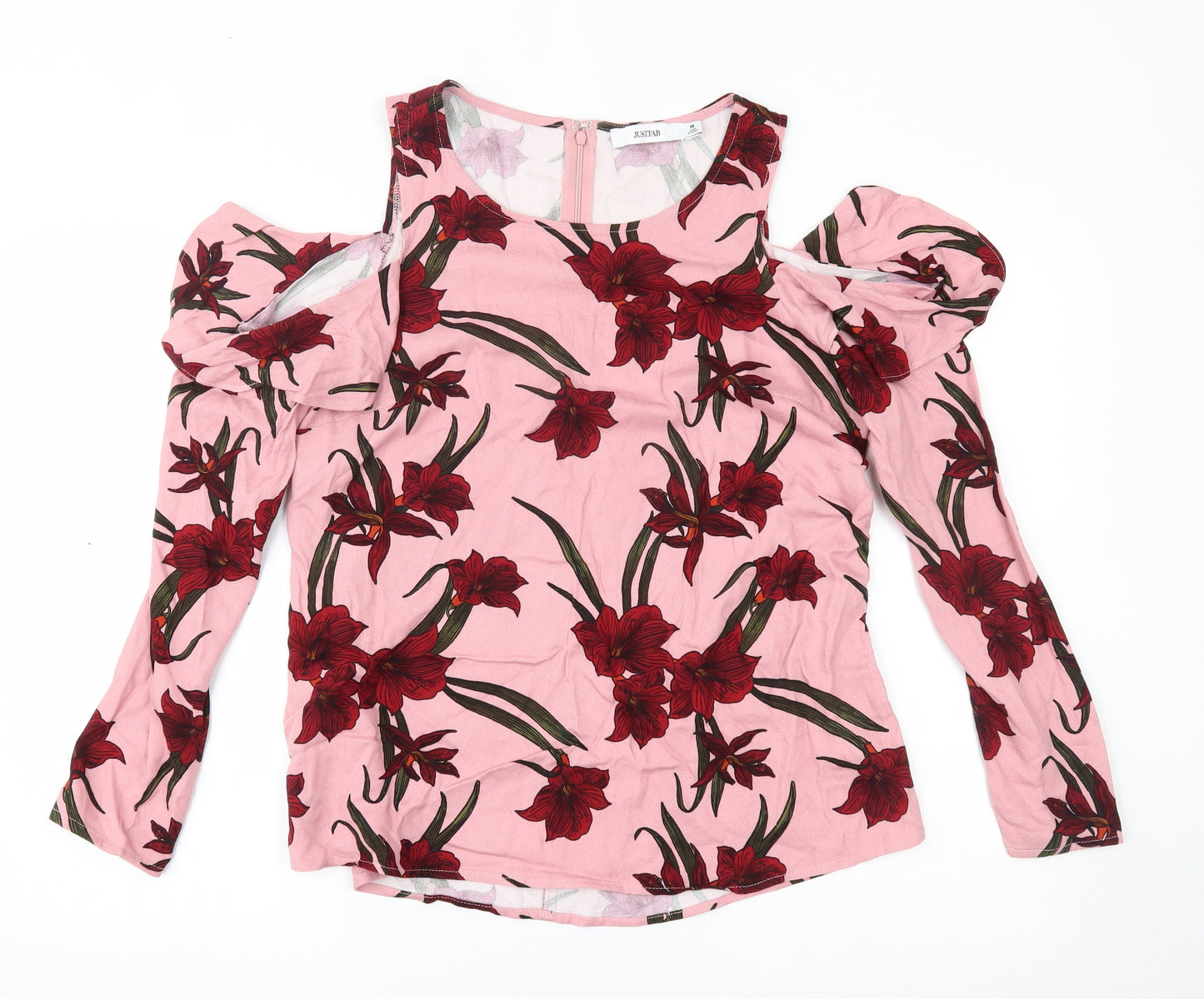 JustFab Womens Pink Floral  Basic Blouse Size M