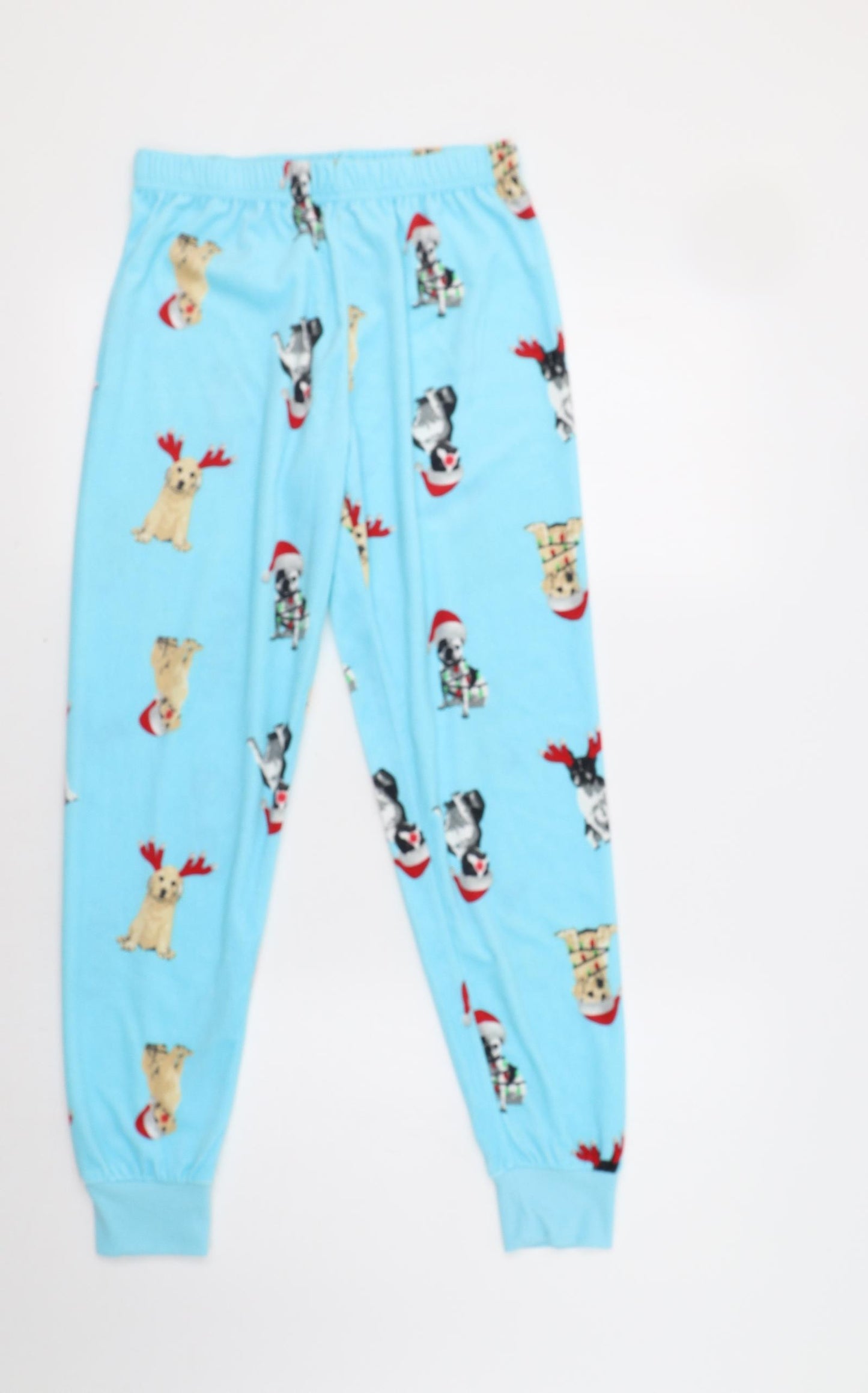 Dunnes Womens Blue Geometric   Pyjama Pants Size S  - Dog Christmas