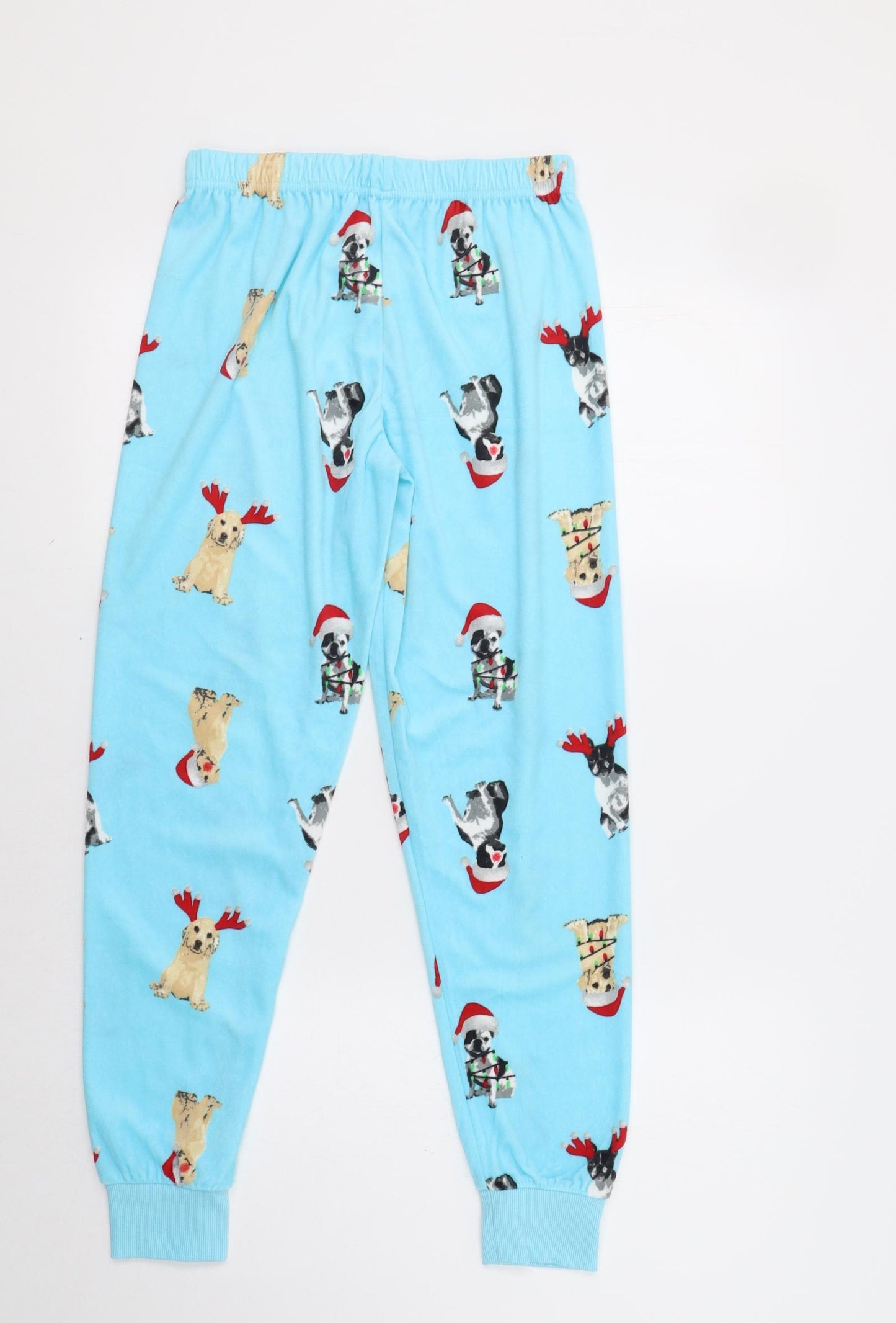 Dunnes Womens Blue Geometric   Pyjama Pants Size S  - Dog Christmas