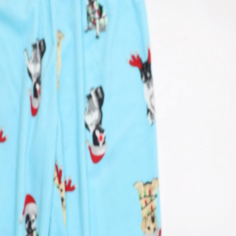Dunnes Womens Blue Geometric   Pyjama Pants Size S  - Dog Christmas