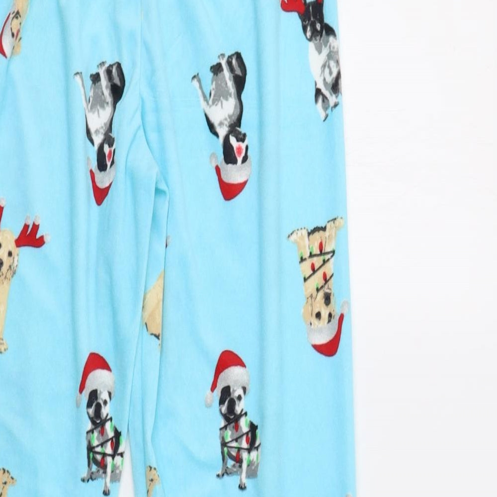 Dunnes Womens Blue Geometric   Pyjama Pants Size S  - Dog Christmas