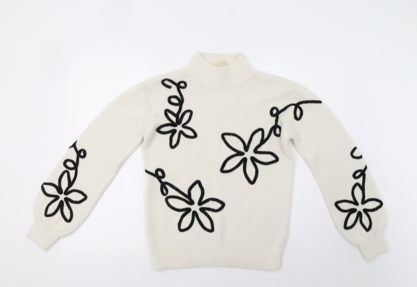 Matalan Womens Ivory Floral  Pullover Jumper Size S