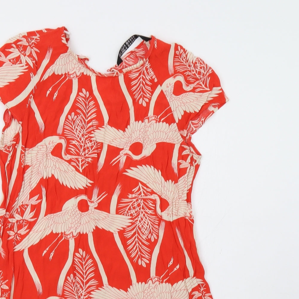 Zara Womens Red Floral  A-Line  Size M