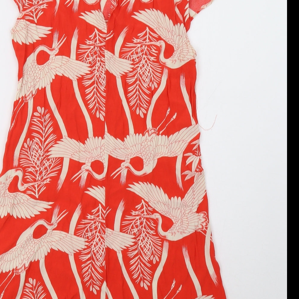Zara Womens Red Floral  A-Line  Size M