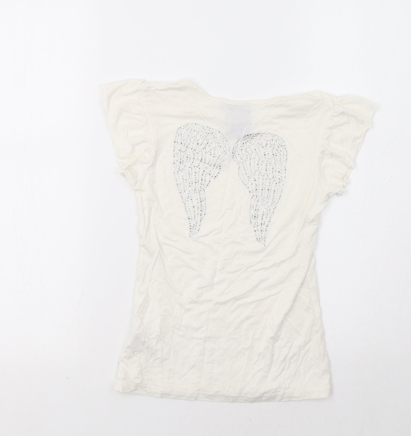 Angel's Face Girls Ivory   Basic T-Shirt Size 8-9 Years  - Wings