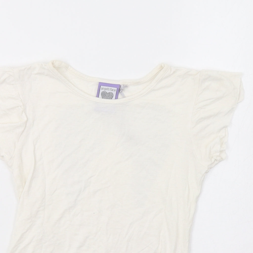 Angel's Face Girls Ivory   Basic T-Shirt Size 8-9 Years  - Wings