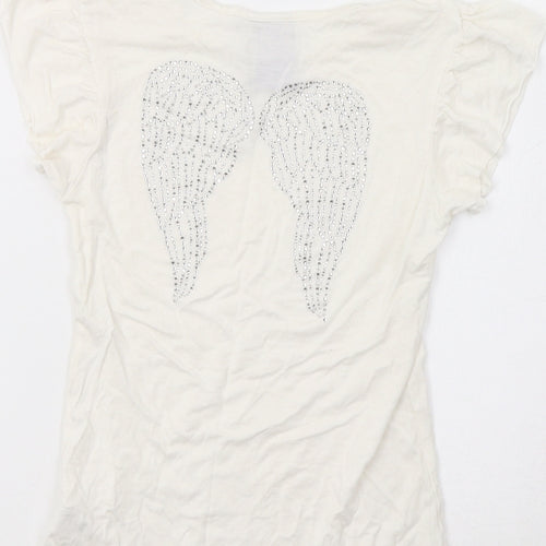 Angel's Face Girls Ivory   Basic T-Shirt Size 8-9 Years  - Wings