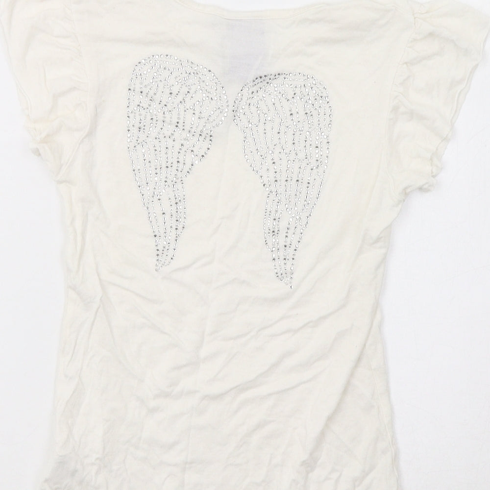 Angel's Face Girls Ivory   Basic T-Shirt Size 8-9 Years  - Wings